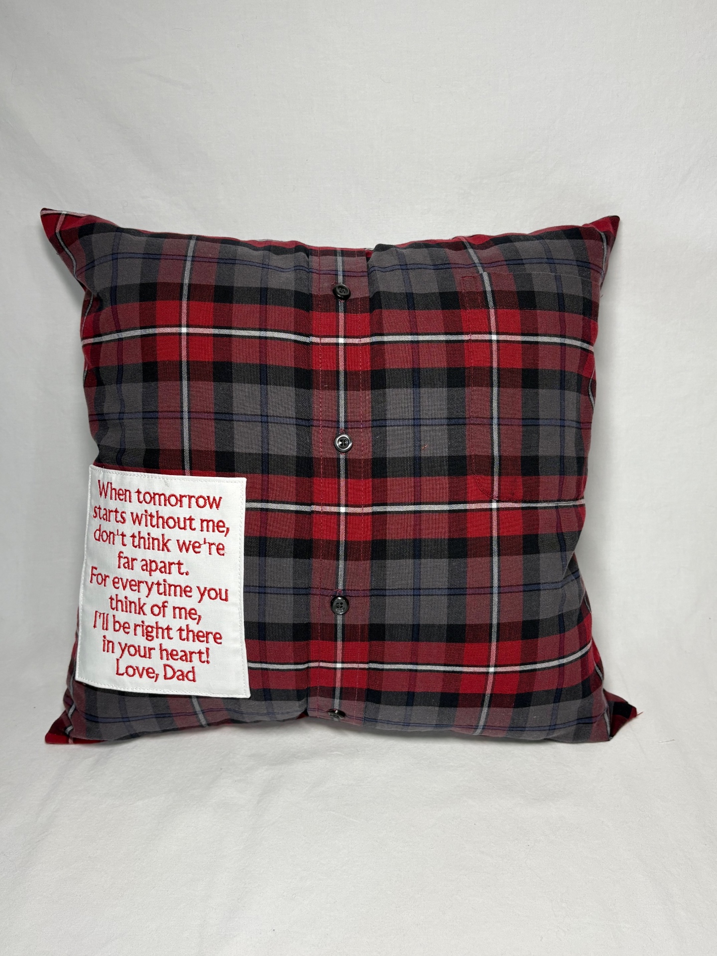 Memory pillow made from a loved one's shirt