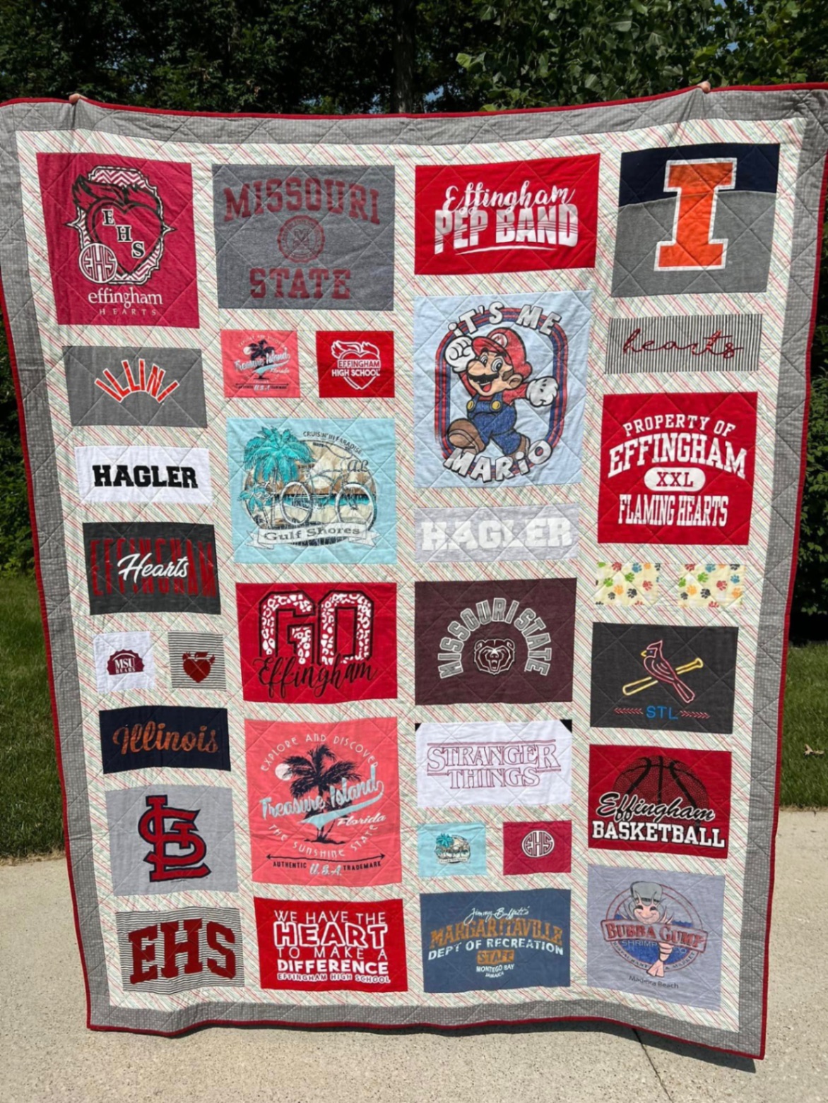 Custom t-shirt quilt made from team shirts