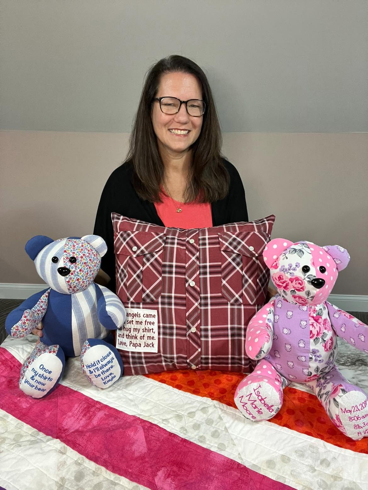 Jill, owner of Deer Creek Designs, in her sewing studio
